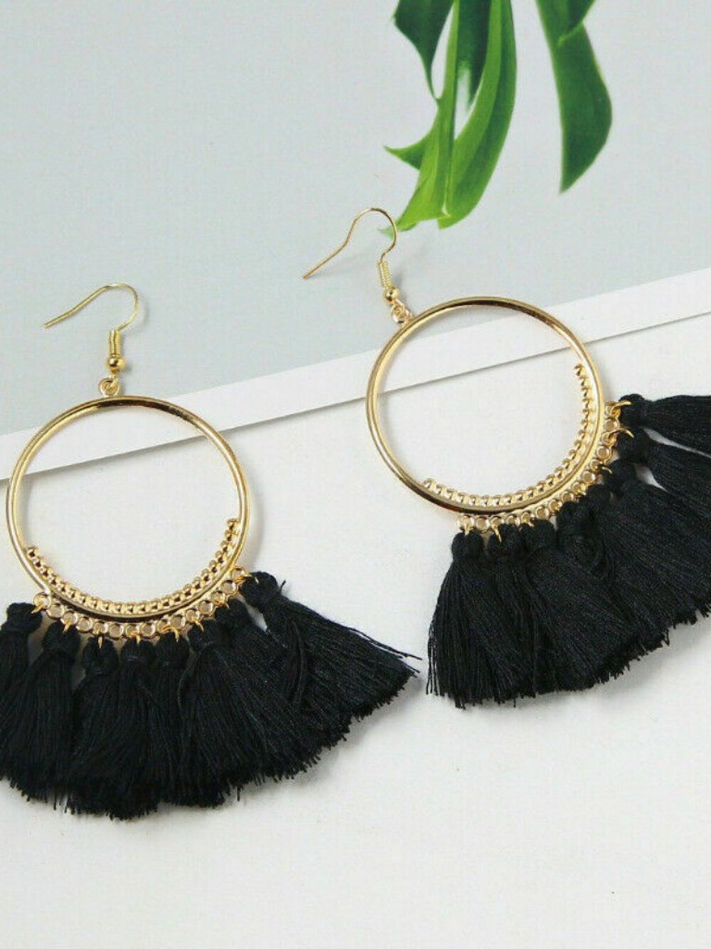 Bohemian Tassel Fashion Earrings Black